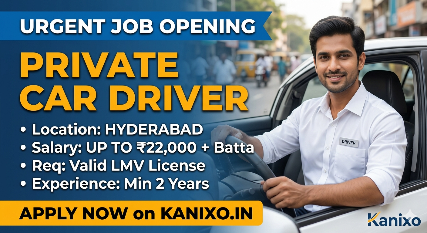 Urgent Car Driver Jobs in Hyderabad | Monthly Salary + Daily Batta