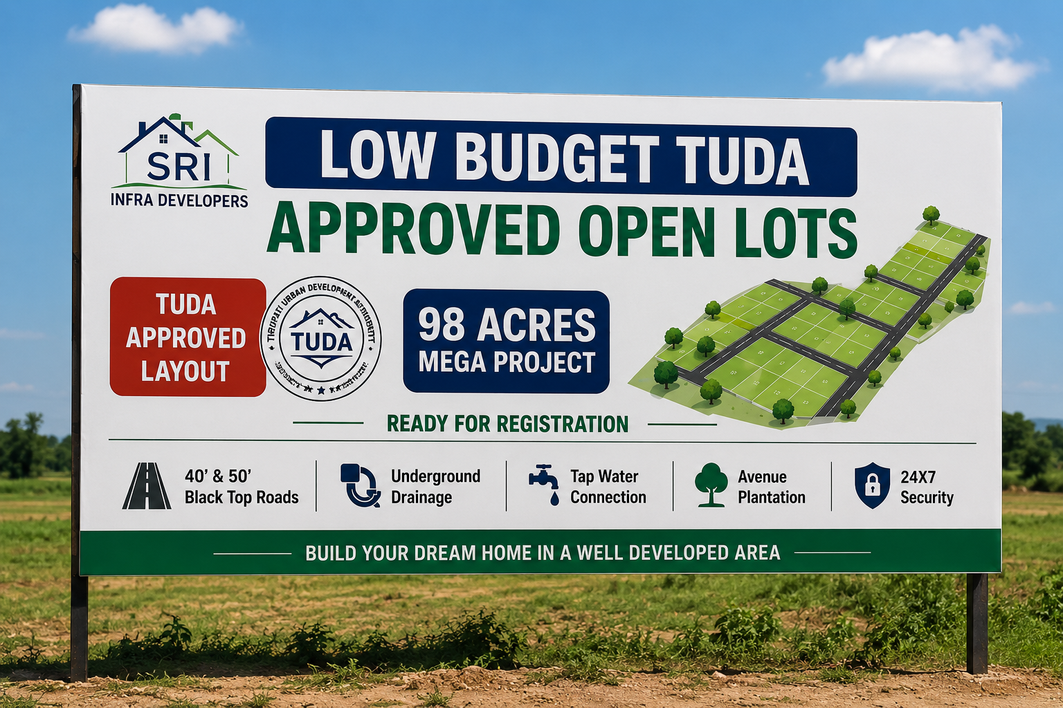 Low Budget Tuda Approved Open lots