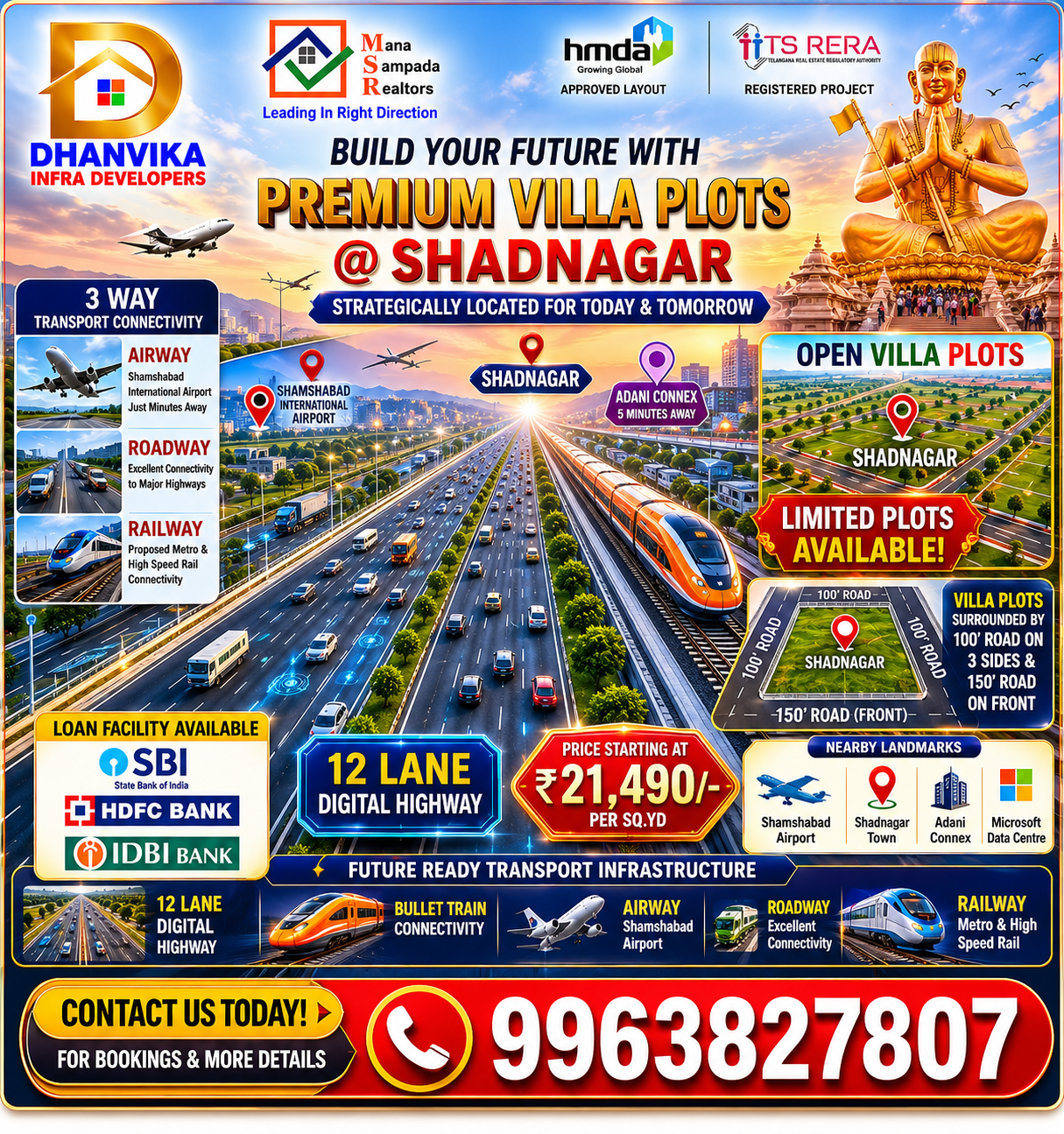 HMDA Plots for Sale in Shadnagar | Lotus Gardens VI Villa Plots