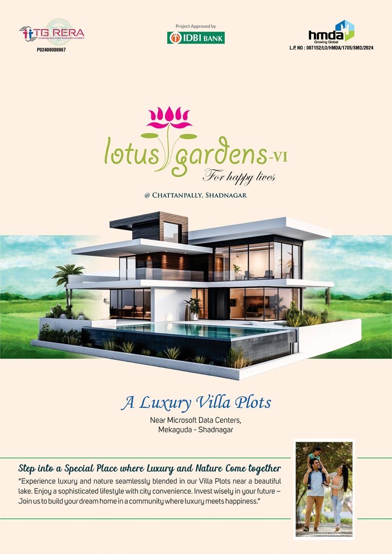 HMDA Plots for Sale in Shadnagar | Lotus Gardens VI Villa Plots