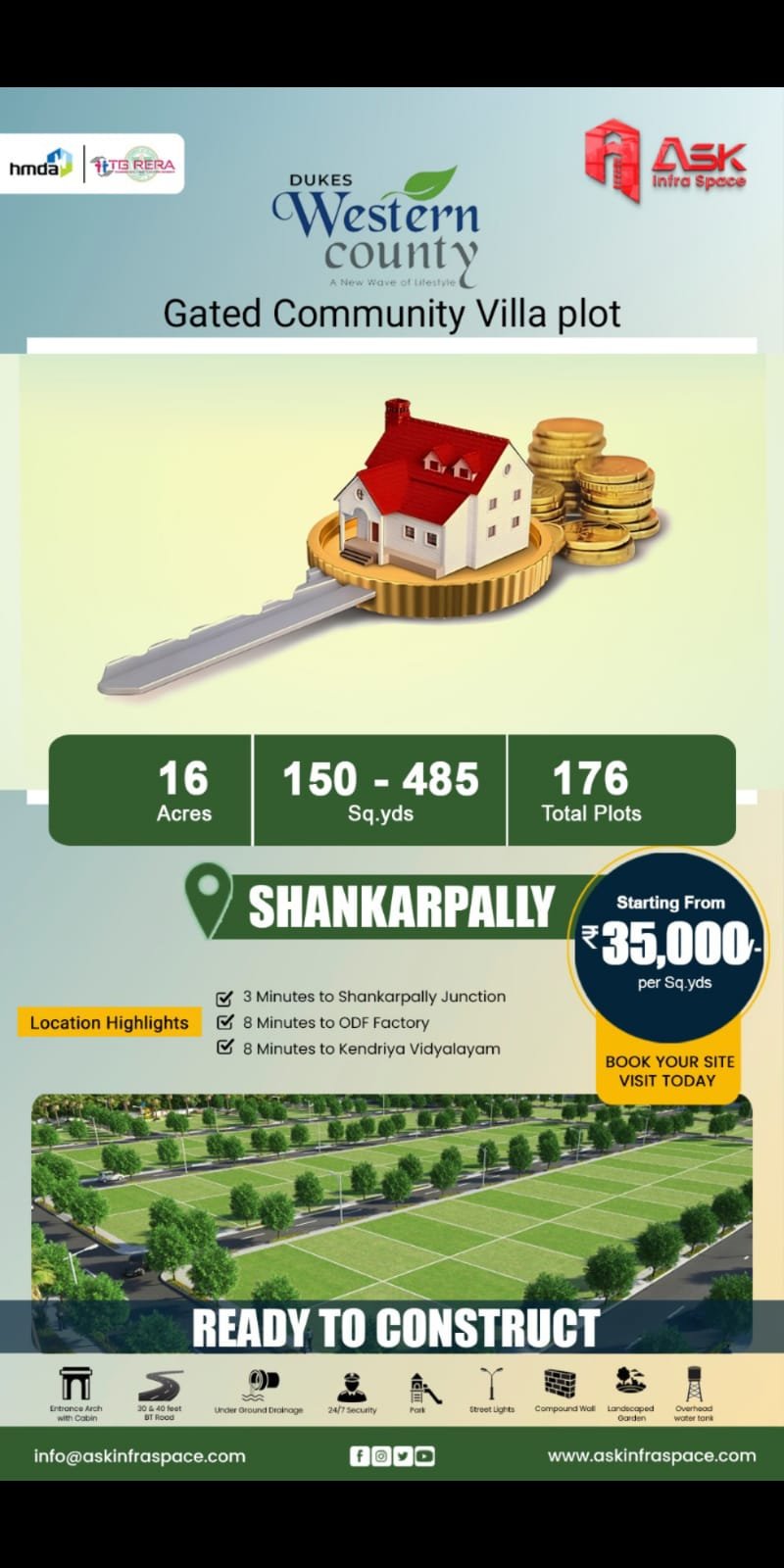 Plots for Sale in Shankarpally | Dukes Western County Gated Community